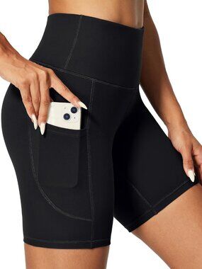 Biker Shorts Women 6" Tummy Control Workout Yoga Compression Shorts | 3 Deep Poc
